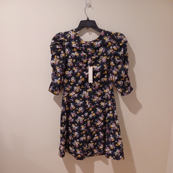 NWT REBECCA TAYLOR LA VIE WINTER POSEY FLORAL PRINT SILK TWILL DRESS SIZE M - Picture 5 of 11